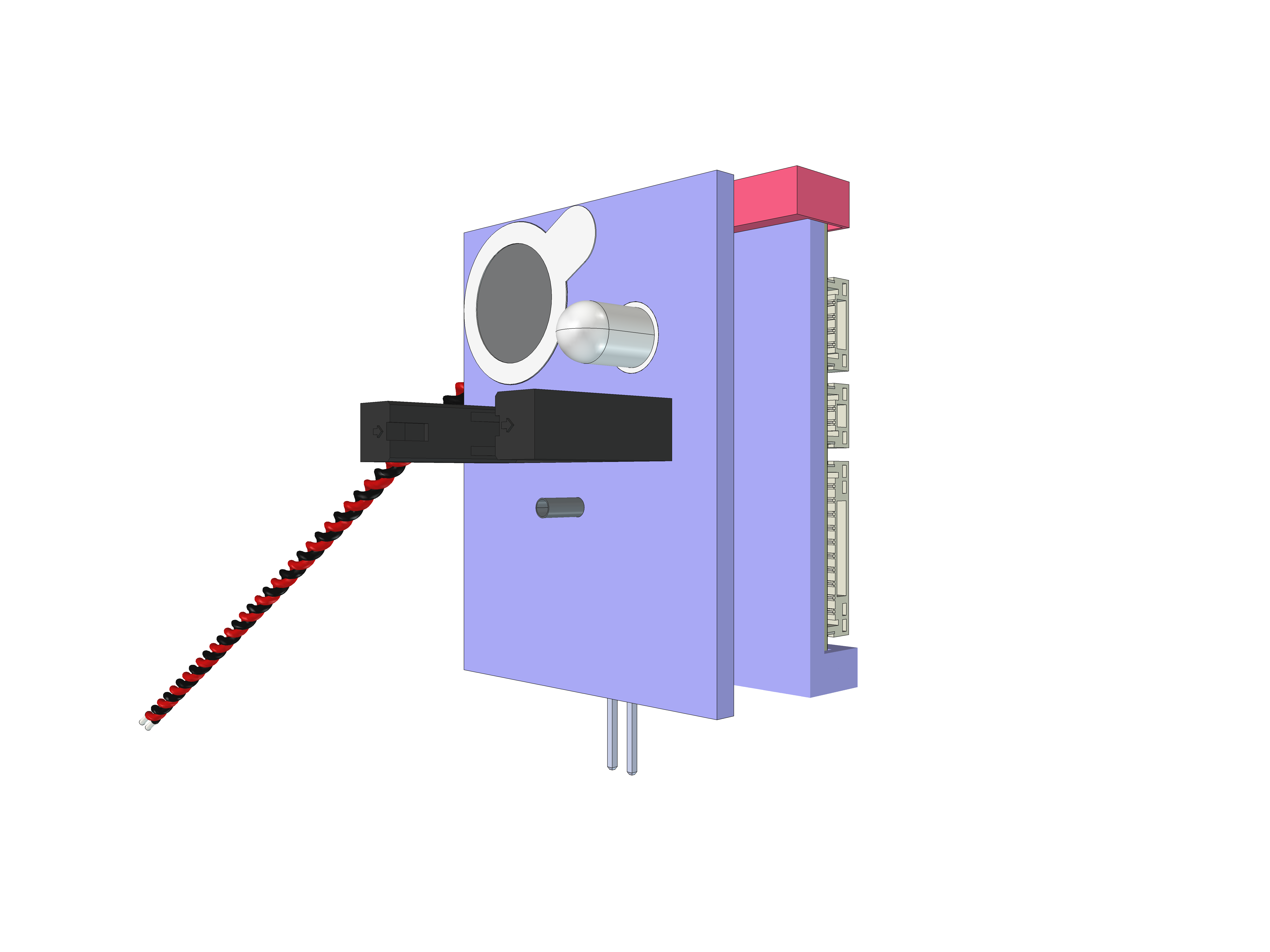 Front view of a reward port showing cue, speaker, light gate and liquid-delivery outlet.